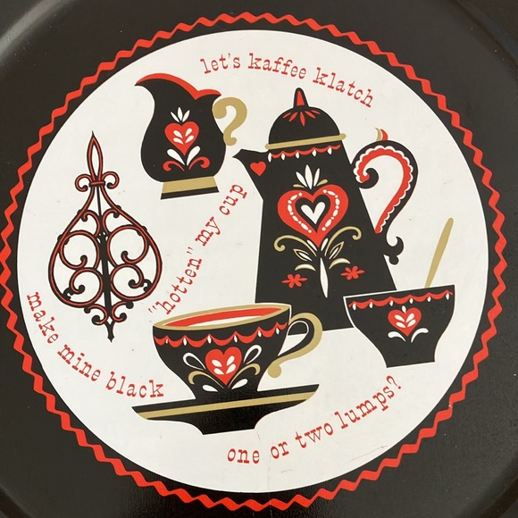 Vintage Mid Century Modern Large Round 19” Across Metal Tray - Picture 2 of 9